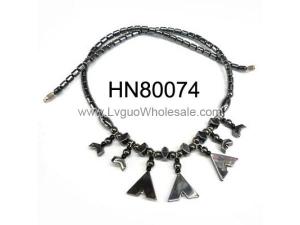 New Style Letter V Black Stone Hematite Necklace Jewelry